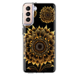 Samsung Galaxy S21 FE Mandala Geometry Abstract Sunflowers Pattern Hybrid Protective Phone Case Cover