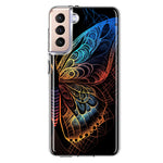 Samsung Galaxy S21 Mandala Geometry Abstract Butterfly Pattern Hybrid Protective Phone Case Cover