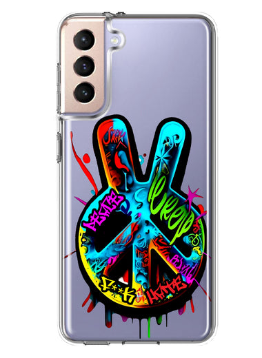 Samsung Galaxy S21 Peace Graffiti Painting Art Hybrid Protective Phone Case Cover