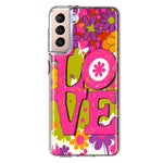 Samsung Galaxy S21 Plus Pink Daisy Love Graffiti Painting Art Hybrid Protective Phone Case Cover