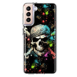 Samsung Galaxy S21 Plus Fantasy Paint Splash Pirate Skull Hybrid Protective Phone Case Cover