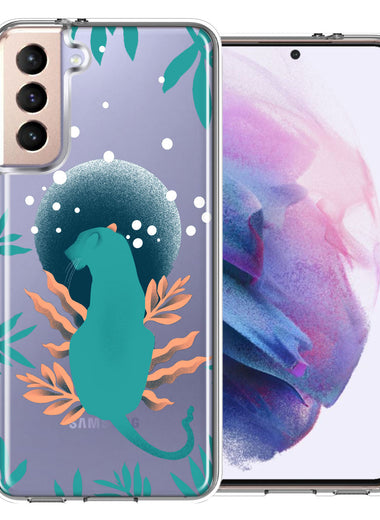 Samsung Galaxy S21 Plus Moon Green Jaguar Design Double Layer Phone Case Cover