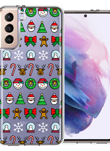 Samsung Galaxy S21 Plus Classic Christmas Polka Dots Santa Snowman Reindeer Candy Cane Design Double Layer Phone Case Cover