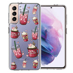 Samsung Galaxy S21 Plus Coffee Lover Valentine's Hearts Pink Drink Latte Double Layer Phone Case Cover