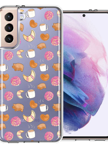 Samsung Galaxy S21 Plus Mexican Pan Dulce Cafecito Coffee Concha Polka Dots Double Layer Phone Case Cover