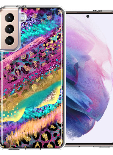 Samsung Galaxy S21 Plus Leopard Paint Colorful Beautiful Abstract Milkyway Double Layer Phone Case Cover