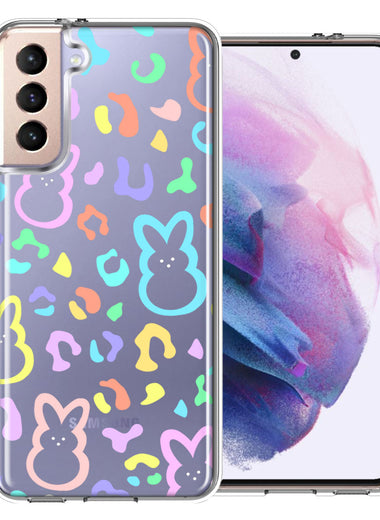 Samsung Galaxy S21 Plus Leopard Easter Bunny Candy Colorful Rainbow Double Layer Phone Case Cover