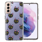 Samsung Galaxy S21 Plus Black Cat Polkadots Design Double Layer Phone Case Cover