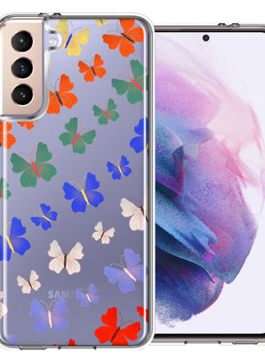 Samsung Galaxy S21 Plus Colorful Butterflies Design Double Layer Phone Case Cover