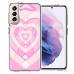 Samsung Galaxy S21 Plus Pink Gem Hearts Design Double Layer Phone Case Cover