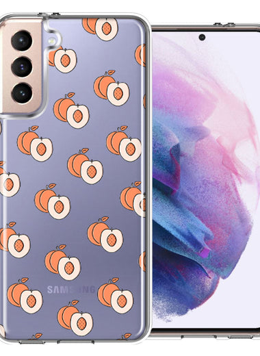 Samsung Galaxy S21 Plus Polka Dot Peaches Design Double Layer Phone Case Cover