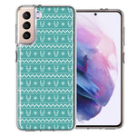 Samsung Galaxy S21 Plus Teal Christmas Reindeer Pattern Design Double Layer Phone Case Cover
