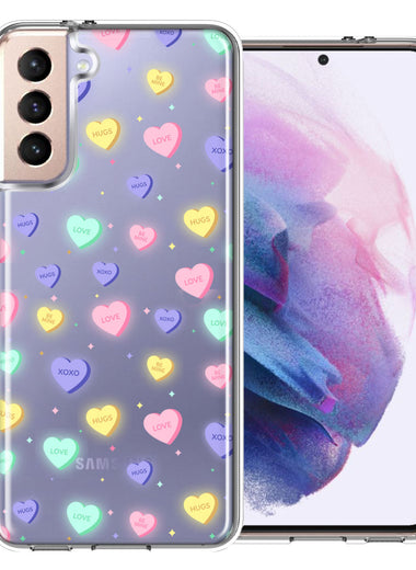 Samsung Galaxy S21 Plus Valentine's Day Heart Candies Polkadots Design Double Layer Phone Case Cover