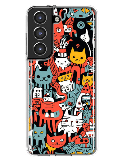 Samsung Galaxy S21 Psychedelic Cute Cats Friends Pop Art Hybrid Protective Phone Case Cover
