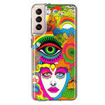 Samsung Galaxy S21 Plus Neon Rainbow Psychedelic Trippy Hippie DaydreamHybrid Protective Phone Case Cover