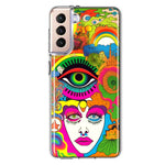 Samsung Galaxy S21 FE Neon Rainbow Psychedelic Trippy Hippie DaydreamHybrid Protective Phone Case Cover