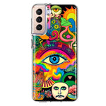 Samsung Galaxy S21 Plus Neon Rainbow Psychedelic Trippy Hippie Multiple Eyes Hybrid Protective Phone Case Cover