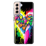 Samsung Galaxy S21 Colorful Rainbow Hearts Love Graffiti Painting Hybrid Protective Phone Case Cover