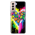 Samsung Galaxy S21 FE Colorful Rainbow Hearts Love Graffiti Painting Hybrid Protective Phone Case Cover