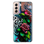 Samsung Galaxy S21 Red Roses Graffiti Painting Art Hybrid Protective Phone Case Cover