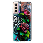 Samsung Galaxy S21 Plus Red Roses Graffiti Painting Art Hybrid Protective Phone Case Cover