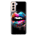 Samsung Galaxy S21 Colorful Lip Graffiti Painting Art Hybrid Protective Phone Case Cover