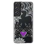 Samsung Galaxy S21 FE Halloween Skeleton Heart Hands Spooky Spider Web Hybrid Protective Phone Case Cover