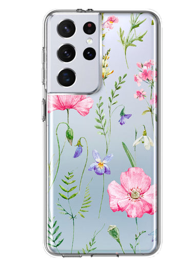 Samsung Galaxy S21 Ultra Spring Pastel Wild Flowers Summer Classy Elegant Beautiful Hybrid Protective Phone Case Cover