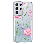 Samsung Galaxy S21 Ultra Spring Pastel Wild Flowers Summer Classy Elegant Beautiful Hybrid Protective Phone Case Cover