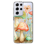 Samsung Galaxy S21 Ultra Fairytale Watercolor Mushrooms Pastel Spring Flowers Floral Hybrid Protective Phone Case Cover