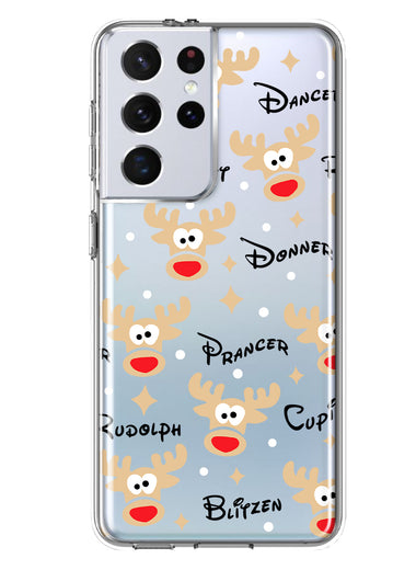 Samsung Galaxy S21 Ultra Red Nose Reindeer Christmas Winter Holiday Hybrid Protective Phone Case Cover
