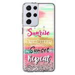 Samsung Galaxy S21 Ultra Summer Brush Strokes Sunrise Sunburn Sunset Repeat Hybrid Protective Phone Case Cover