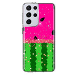 Samsung Galaxy S21 Ultra Summer Watermelon Sugar Vacation Tropical Fruit Pink Green Hybrid Protective Phone Case Cover