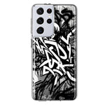 Samsung Galaxy S21 Ultra Black White Urban Graffiti Hybrid Protective Phone Case Cover