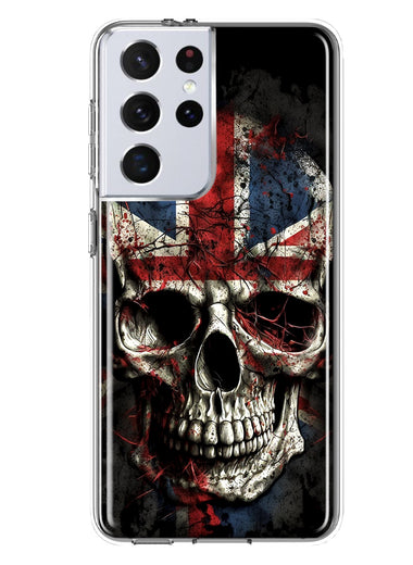 Samsung Galaxy S21 Ultra British UK Flag Skull Hybrid Protective Phone Case Cover