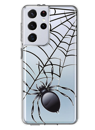 Samsung Galaxy S21 Ultra Creepy Black Spider Web Halloween Horror Spooky Hybrid Protective Phone Case Cover