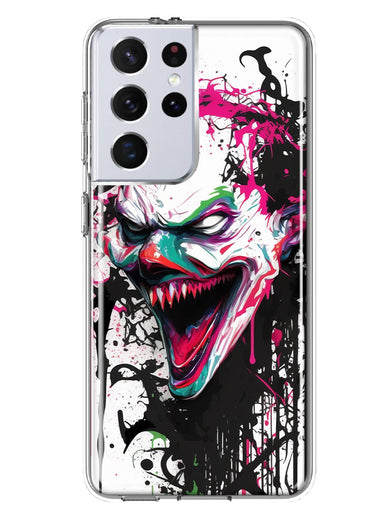 Samsung Galaxy S21 Ultra Evil Joker Face Painting Graffiti Hybrid Protective Phone Case Cover