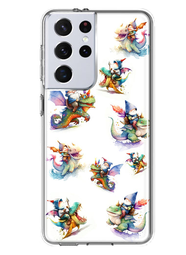 Samsung Galaxy S21 Ultra Cute Fairy Cartoon Gnomes Dragons Monsters Hybrid Protective Phone Case Cover