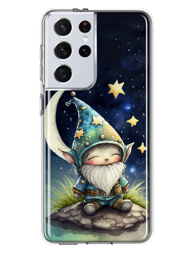 Samsung Galaxy S21 Ultra Stars Moon Starry Night Space Gnome Hybrid Protective Phone Case Cover