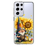 Samsung Galaxy S21 Ultra Cute Gnome Sunflowers Clear Hybrid Protective Phone Case Cover