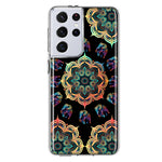 Samsung Galaxy S21 Ultra Mandala Geometry Abstract Elephant Pattern Hybrid Protective Phone Case Cover