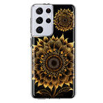 Samsung Galaxy S21 Ultra Mandala Geometry Abstract Sunflowers Pattern Hybrid Protective Phone Case Cover