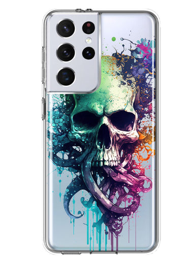 Samsung Galaxy S21 Ultra Fantasy Octopus Tentacles Skull Hybrid Protective Phone Case Cover