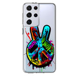 Samsung Galaxy S21 Ultra Peace Graffiti Painting Art Hybrid Protective Phone Case Cover