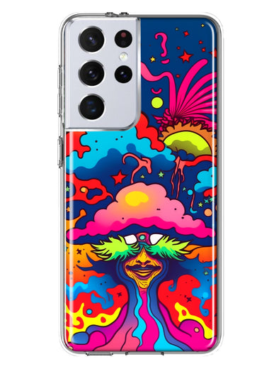 Samsung Galaxy S21 Ultra Neon Rainbow Psychedelic Trippy Hippie Bomb Star Dream Hybrid Protective Phone Case Cover
