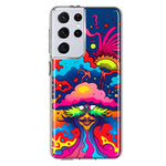 Samsung Galaxy S21 Ultra Neon Rainbow Psychedelic Trippy Hippie Bomb Star Dream Hybrid Protective Phone Case Cover