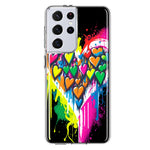 Samsung Galaxy S21 Ultra Colorful Rainbow Hearts Love Graffiti Painting Hybrid Protective Phone Case Cover