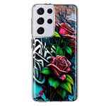 Samsung Galaxy S21 Ultra Red Roses Graffiti Painting Art Hybrid Protective Phone Case Cover
