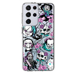 Samsung Galaxy S21 Ultra Roses Halloween Spooky Horror Characters Spider Web Hybrid Protective Phone Case Cover