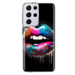 Samsung Galaxy S21 Ultra Colorful Lip Graffiti Painting Art Hybrid Protective Phone Case Cover